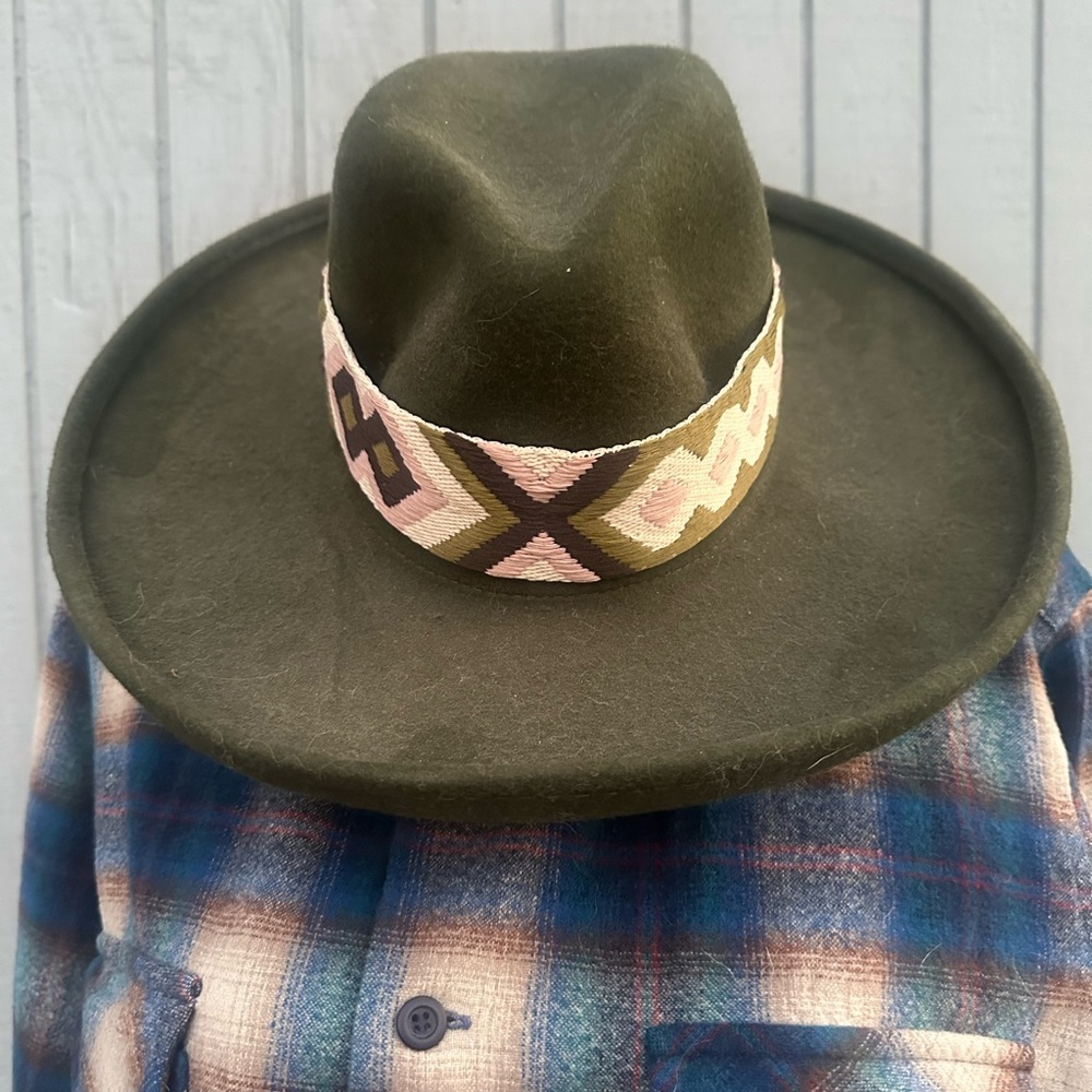 Olive & Pique Dark Olive Green Brushed Wool Rancher’s Hat